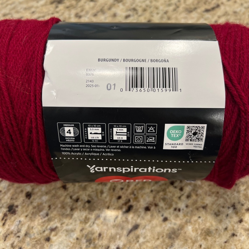 Red Heart Super Saver Jumbo Yarn Burgundy 14oz 744yd Medium 4 Acrylic E302C 0376 - Picture 3 of 3